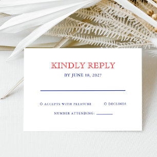 Elegant Patriotic 4th of July Wedding RSVP Card