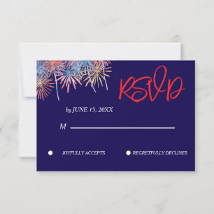 Elegant Patriotic 4th of July Wedding RSVP Card