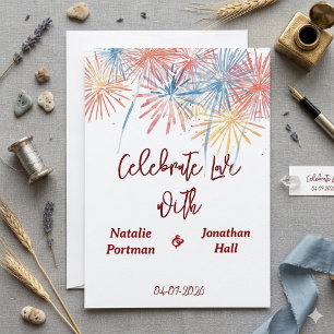 Elegant Patriotic Fireworks 4th of July Wedding Invitation