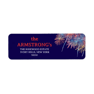 Elegant Patriotic Fireworks 4th of July Wedding Return Address Label