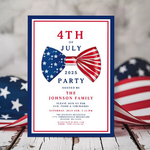 Elegant Patriotic Red White Blue 4th Of July Invitation