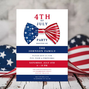 Elegant Patriotic Red White Blue 4th Of July Party Invitation