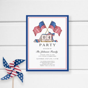 Elegant Patriotic USA Flag 4th Of July Invitation Postcard