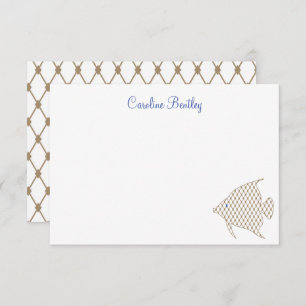 Elegant Pattern Angel Fish Personalised Note Cards