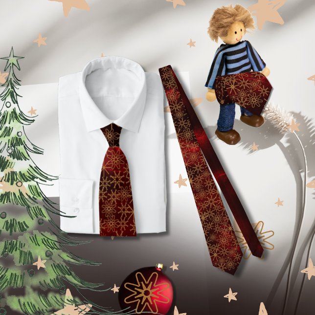 Elegant Pattern Christmas Red Gold Neck Tie (Elegant Pattern Christmas Red Gold Neck Tie)