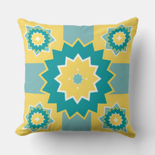 Elegant pattern modern yellow blue white chic mum cushion