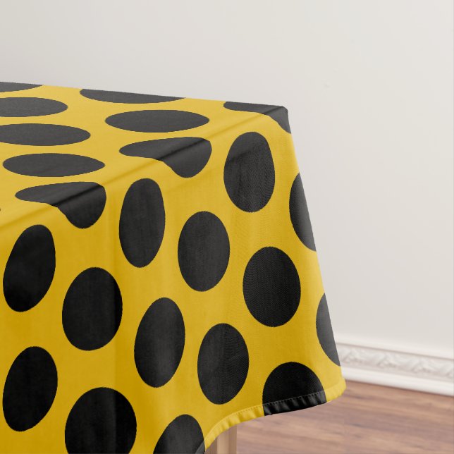 Elegant Pattern | Mustard Yellow And Black Dot Tablecloth (In Situ)