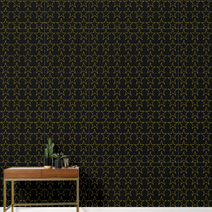 Elegant Pattern of Golden Stars on Black Wallpaper