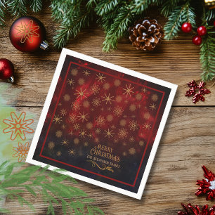 Elegant Pattern RED GOLD Merry Christmas Napkin