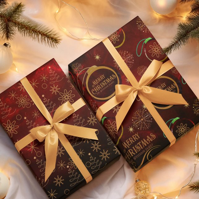 Elegant Pattern RED GOLD Merry Christmas Wrapping Paper Sheet (Elegant Pattern RED GOLD Merry Christmas Wrapping Paper Sheets)