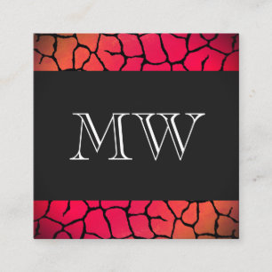 Elegant Pattern Red with Classic Monogram Square Business Card