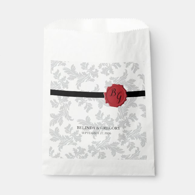 Elegant Pattern & Wax Seal Wedding Favour Bag (Front)