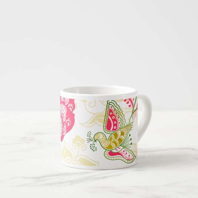Elegant Patterned Porcelain Espresso Cup (Front Right)
