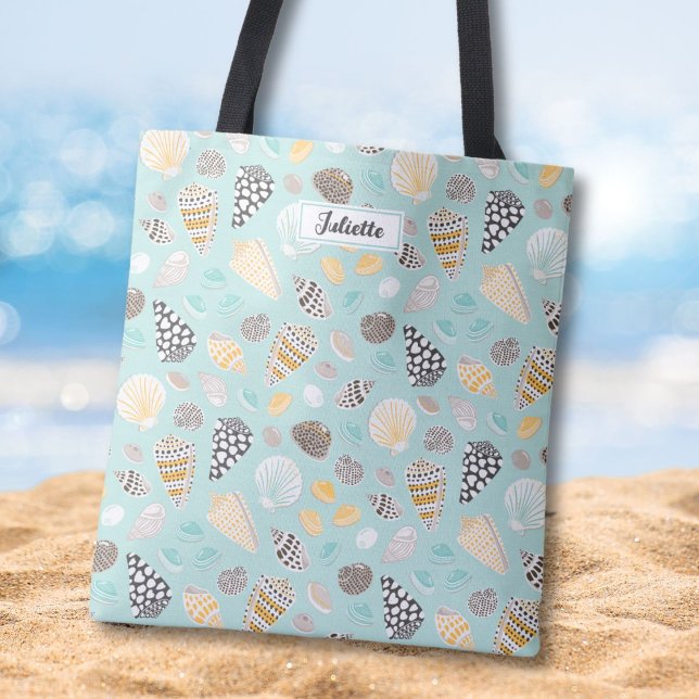 Elegant patterned Seashells mint Tote Bag (Creator Uploaded)