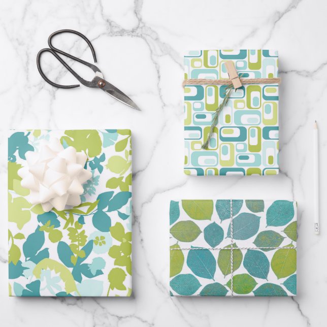 Elegant Patterns Aqua Teal Blue Apple Green Wrapping Paper Sheet (Front)