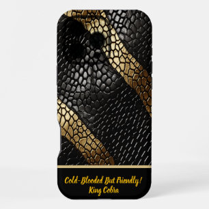 Elegant patterns of a black and gold snake skin iPhone 16 pro max case
