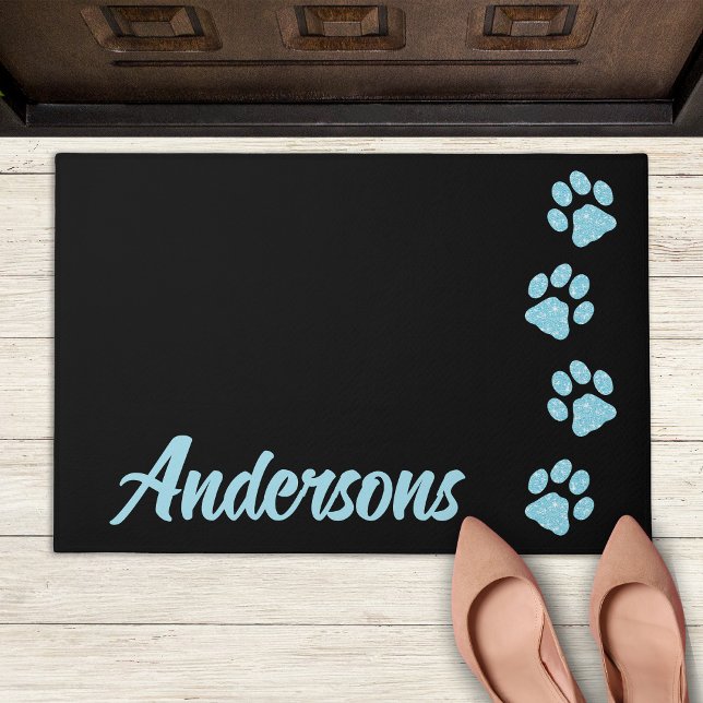 Elegant Paw Prints Personalised Monogram Dog Lover Doormat (Creator Uploaded)