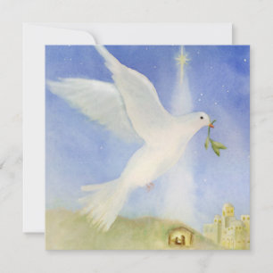 Elegant Peace Dove Nativity Christmas Holiday Card
