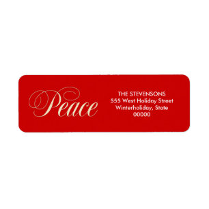 Elegant Peace Holiday Red Return Address Labels