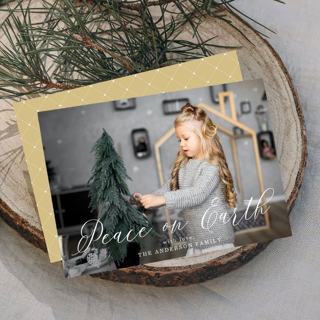 Elegant Peace in Gold | Holiday Photo Card (Creator Uploaded)
