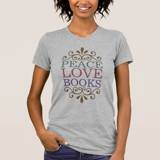 Elegant Peace, Love, Books Women's (Light) T-Shirt (Front)