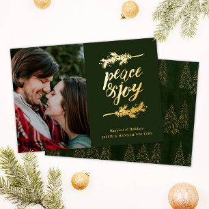 Elegant Peace & Love Photo Foil Holiday Card