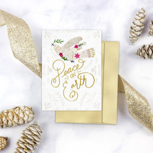 Elegant Peace On Earth Dove Holiday Card