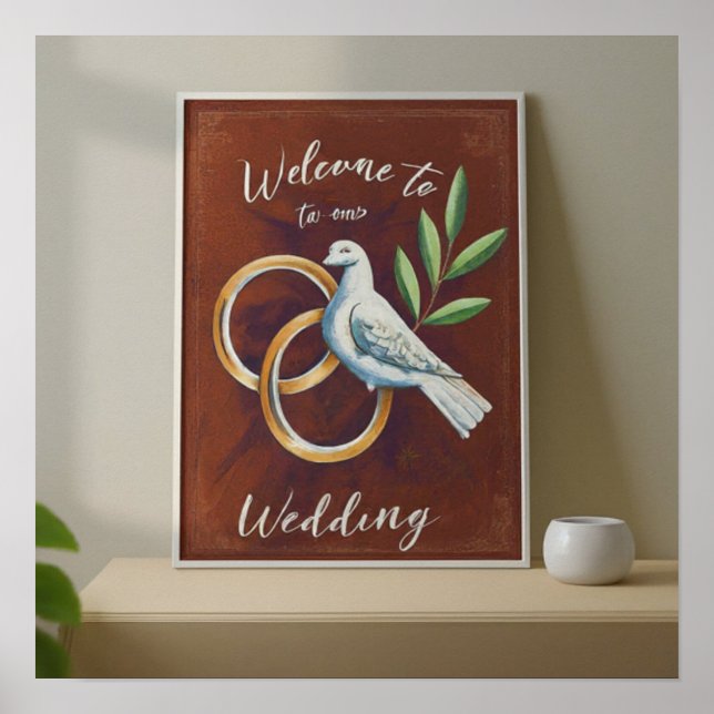 Elegant Peace Welcome to Our Wedding Sign  (Front)