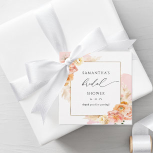 Elegant Peach and Blush Pink Floral Bridal Shower Favour Tags