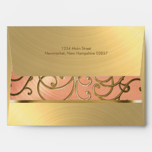 Elegant Peach and Gold Filigree Envelopes