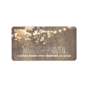elegant peach and pin string lights address labels