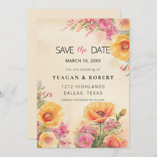 Elegant Peach And Pink Watercolor Save The Date