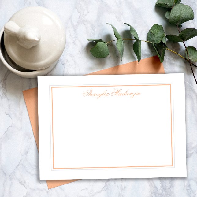 Elegant Peach and White Personalised Card (Elegant Peach and White Personalized Note Card)