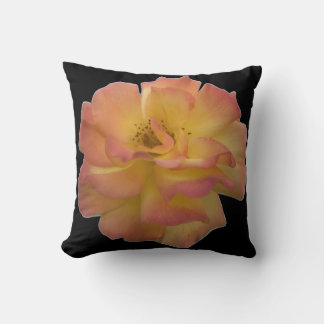 Elegant Peach and Yellow Rose Throw Pillow