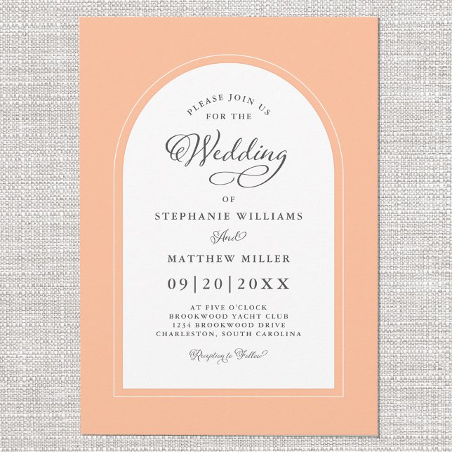 Elegant Peach Arch Modern Calligraphy Wedding Chic Invitation (Elegant Peach Arch Modern Calligraphy Wedding Chic Invitation)