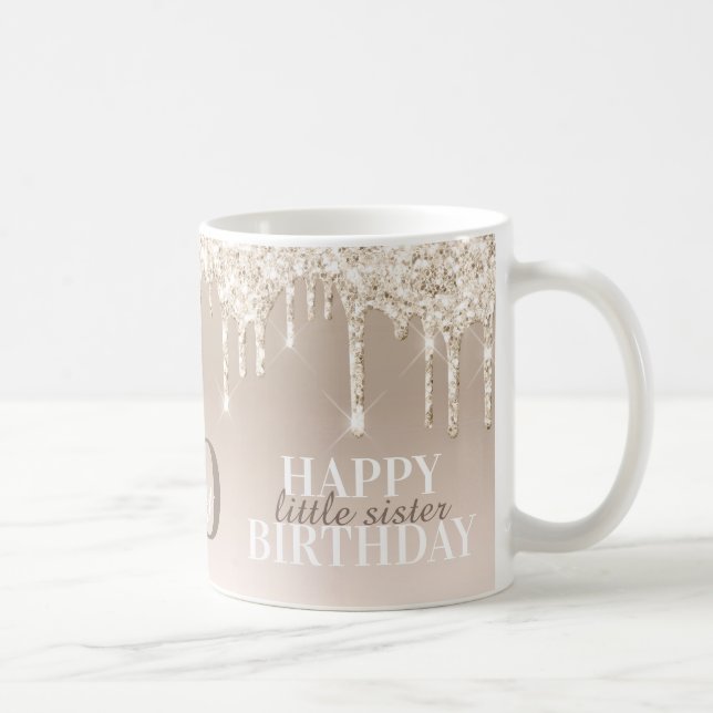 Elegant Peach - Beige Faux Glitter Birthday Mug (Right)