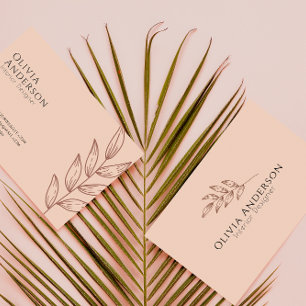 Elegant Peach Boho Tropical Modern Business Card