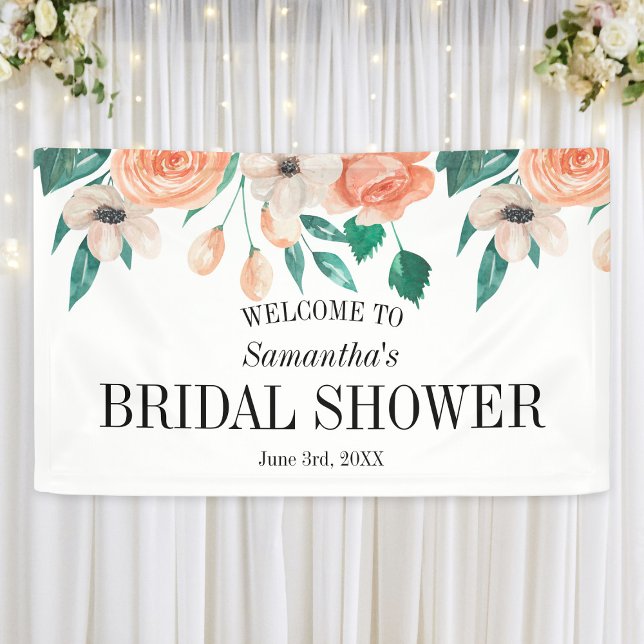 Elegant Peach Bridal Shower Personalised Banner (Elegant Peach Bridal Shower Personalized Banner
)