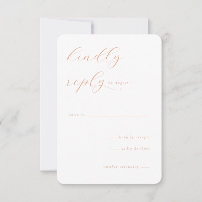 Elegant Peach Calligraphy RSVP Card (Front)
