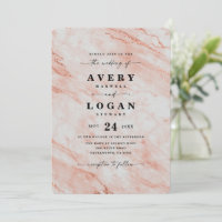 Elegant Peach Copper Metallic Marble Wedding