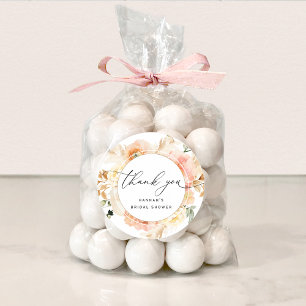 Elegant Peach, Cream and Blush Floral Favour Classic Round Sticker