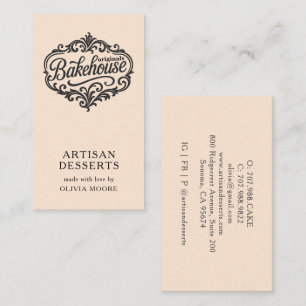 Elegant Peach Cream Bakery Baker Pastry Chef Business Card