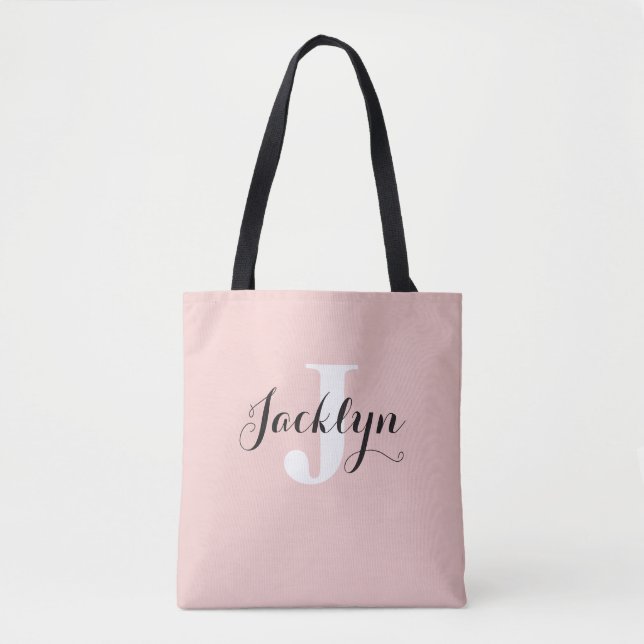 Elegant Peach Custom Name  Tote Bag (Front)