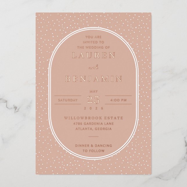 Elegant Peach Dotted Invitations (Front)