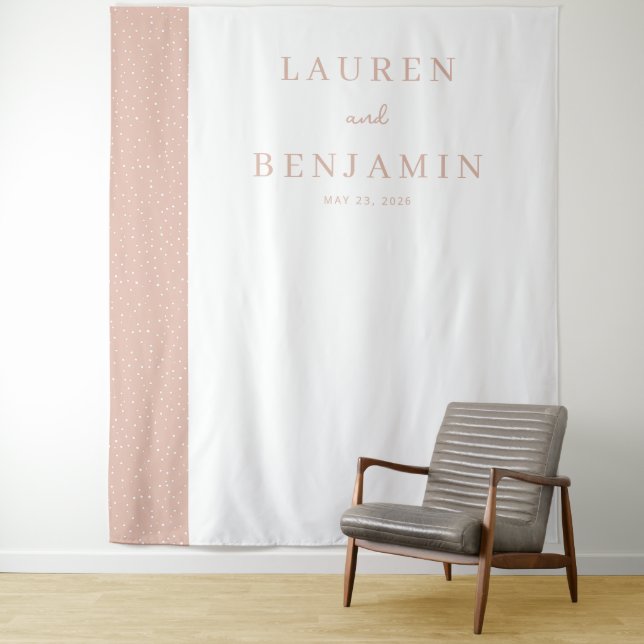 Elegant Peach Dotted Minimalist Tapestry (In Situ)