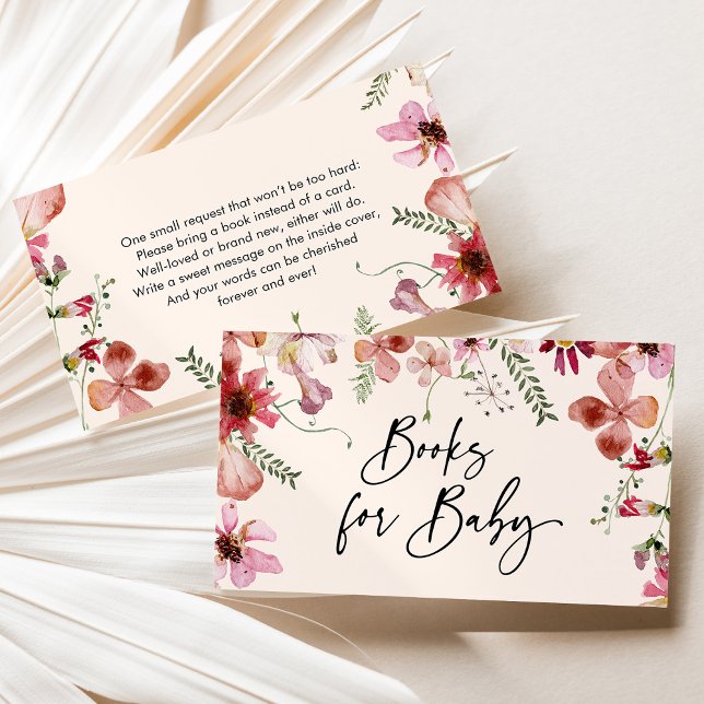 Elegant Peach Floral Books For Baby Enclosure Card (Creator Uploaded)