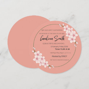 Elegant Peach Floral Bridal Shower Invitation Cu