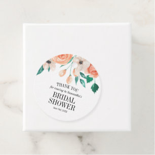 Elegant Peach Floral Bridal Shower Personalised  Favour Tags