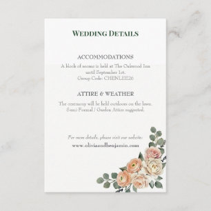 Elegant Peach Floral & Gold Lattice Complete Enclosure Card