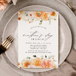 Elegant Peach Floral Mother's Day Brunch Invitation<br><div class="desc">Elegant Mother's day brunch invitations featuring watercolor flowers bordering the top and bottom of the design in shades of peach, orange, blush pink, cream, and white with subtle greenery. "Mother's Day" is displayed in a modern calligraphy script with your event details shown below. The word "brunch" can be changed to...</div>
